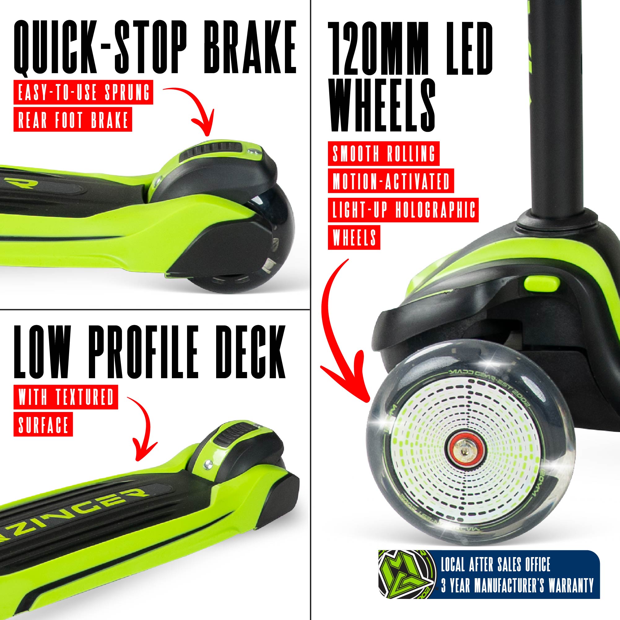 Madd Gear Zinger 3 Wheeled Scooter Green