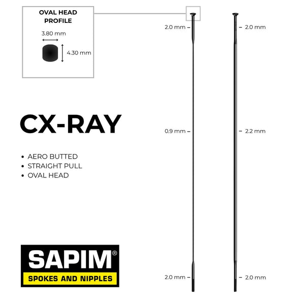 Sapim Cx Ray Spokes Straight Pull Oval Head