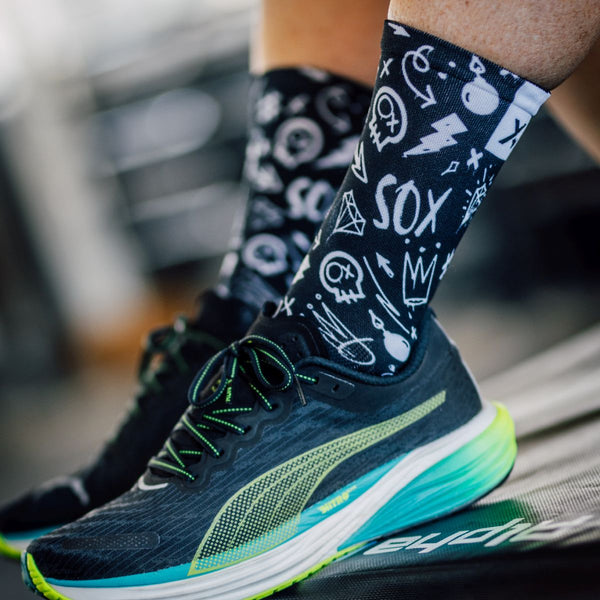Sox Footwear Doodle Black Crew Socks