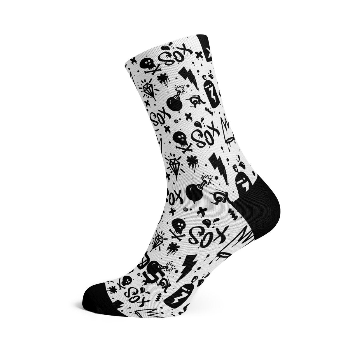 Sox Footwear Doodle White Crew Socks
