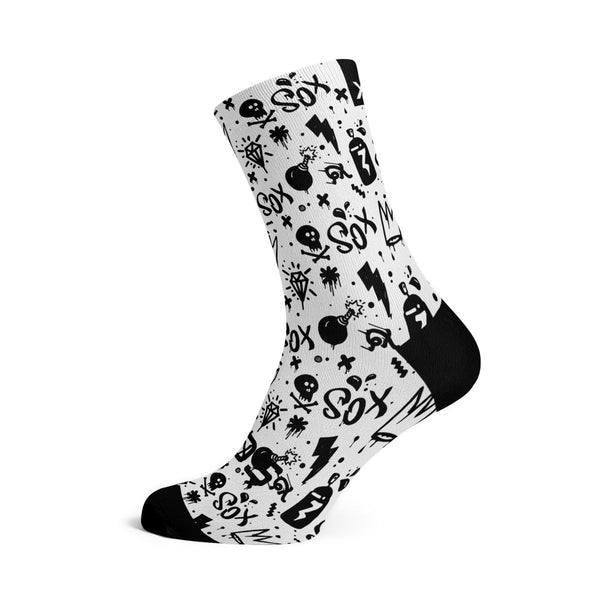 Sox Footwear Doodle White Crew Socks