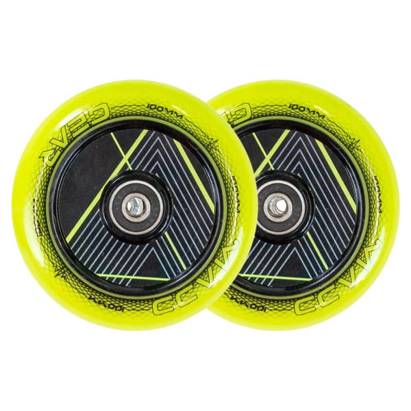 Pair Madd Gear 100 Mm Raven Hollow Core Wheel Green