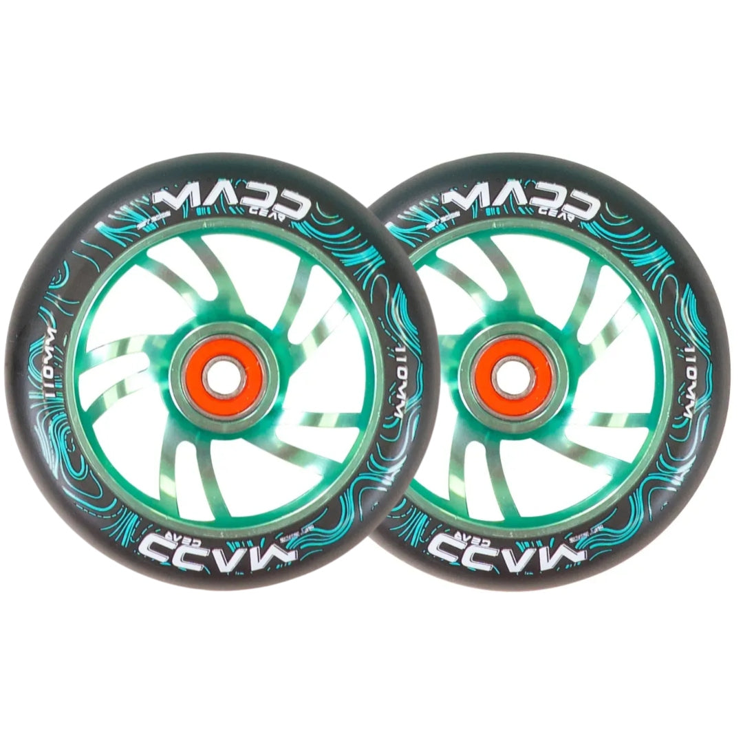 Pair Madd Gear 110 Mm Force Alloy Core Wheel Teal