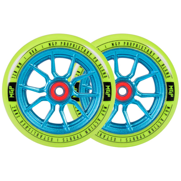 Pair Madd Gear 120 Mm Syndicate Ar Wheels Green / Blue