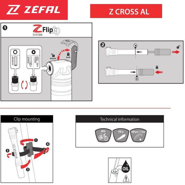 Zefal - Z Cross MTB Pump - 100 PSI