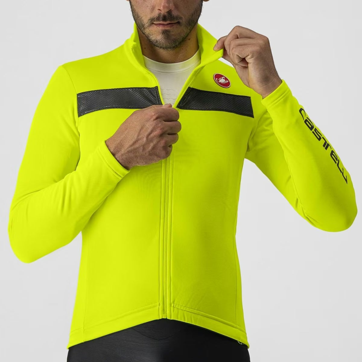 Castelli Puro 3 FZ Jersey Men's Electric Lime/Silver Reflex