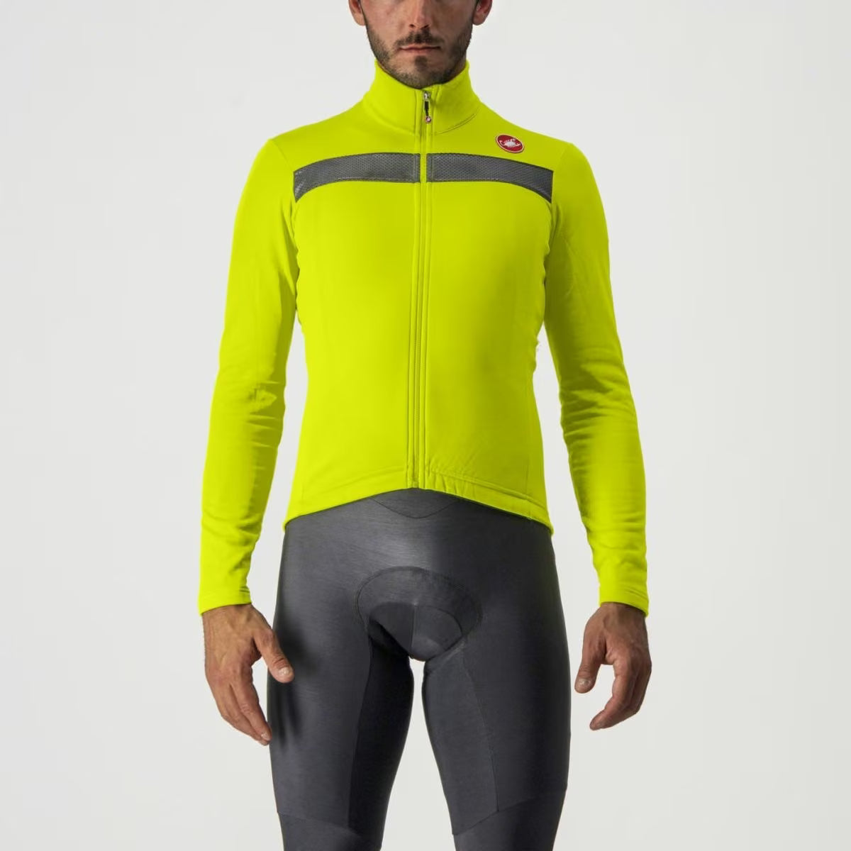 Castelli Puro 3 FZ Jersey Men's Electric Lime/Silver Reflex