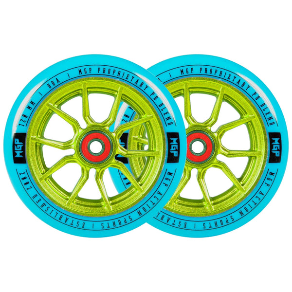 Pair Madd Gear 120 Mm Syndicate Ar Wheels Blue / Green