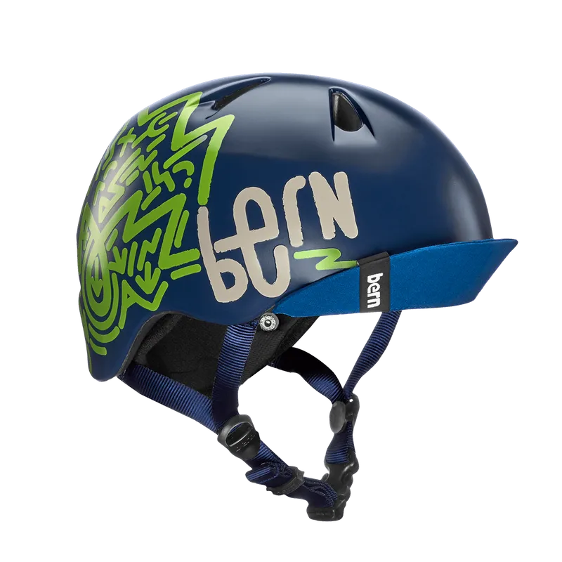 Bern Nino Satin Navy Blue Zig-Zag w/ Flip Visor