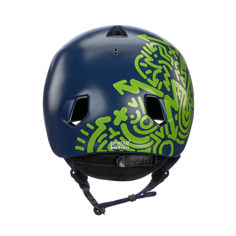 Bern Nino Satin Navy Blue Zig-Zag w/ Flip Visor