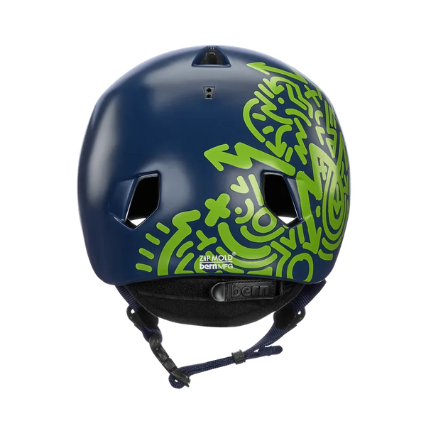 Bern Nino Satin Navy Blue Zig-Zag w/ Flip Visor