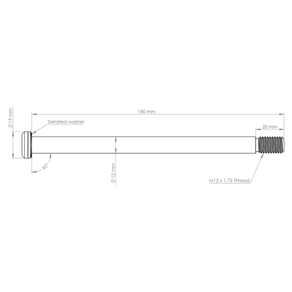 Burgtec 180mm x 12mm 1.75mm Pitch Rear Axle