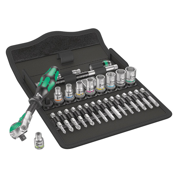 Wera 8100 SA 6 Zyklop Speed 1/4" Drive Ratchet with 28 Piece Set