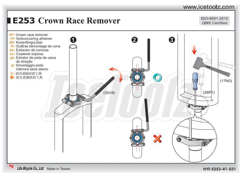 IceToolz Fork Crown Race Remover, #E253