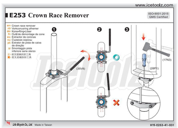 IceToolz Fork Crown Race Remover, #E253