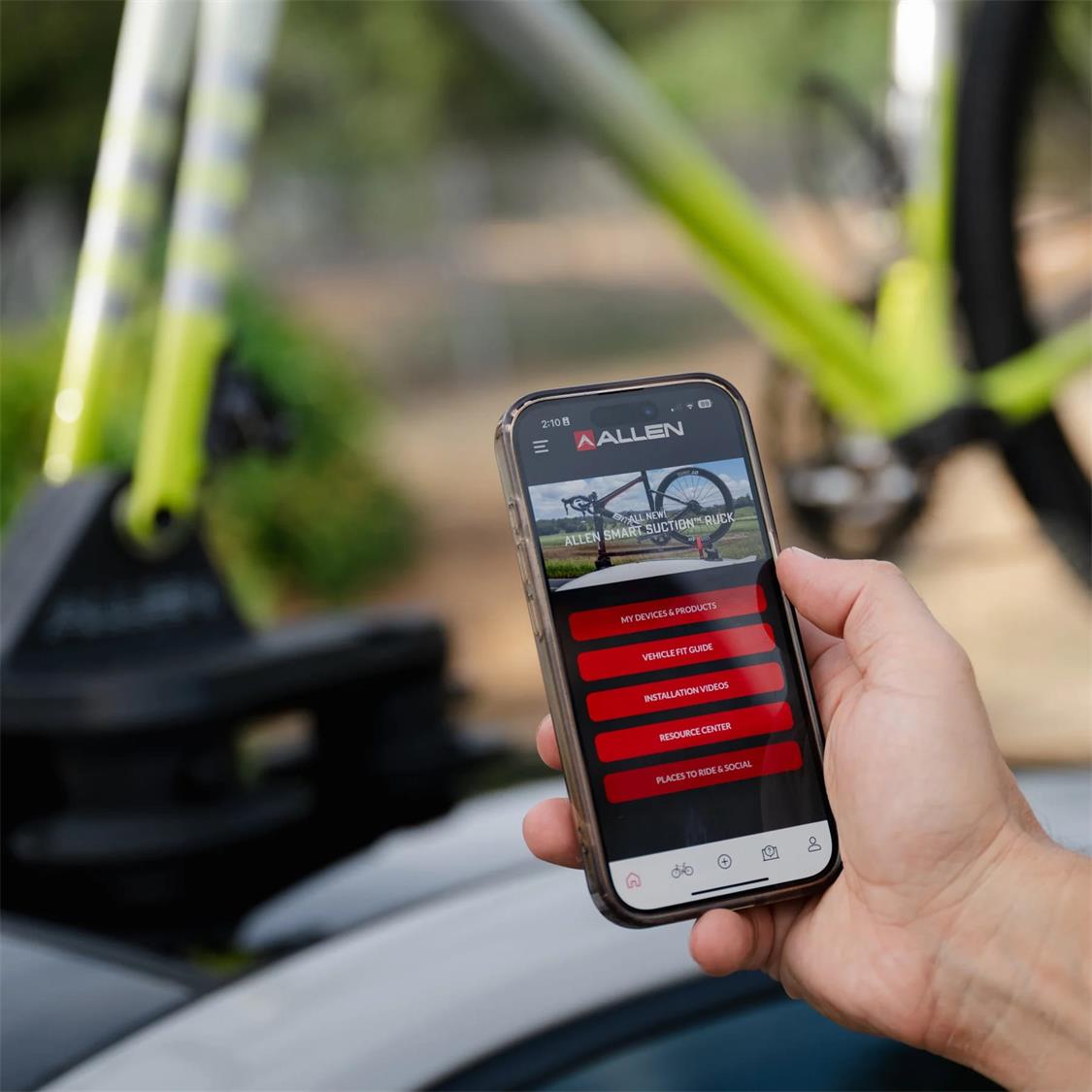 Allen Smart Suction® GO: Compact Bike Rack