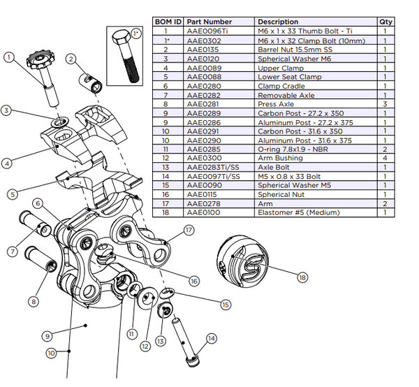 Cane Creek eeSilk Spare Parts and Elastomer