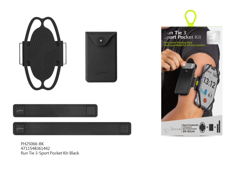 Bone Collection Run Tie 3 Armband + Sport Pocket Kit