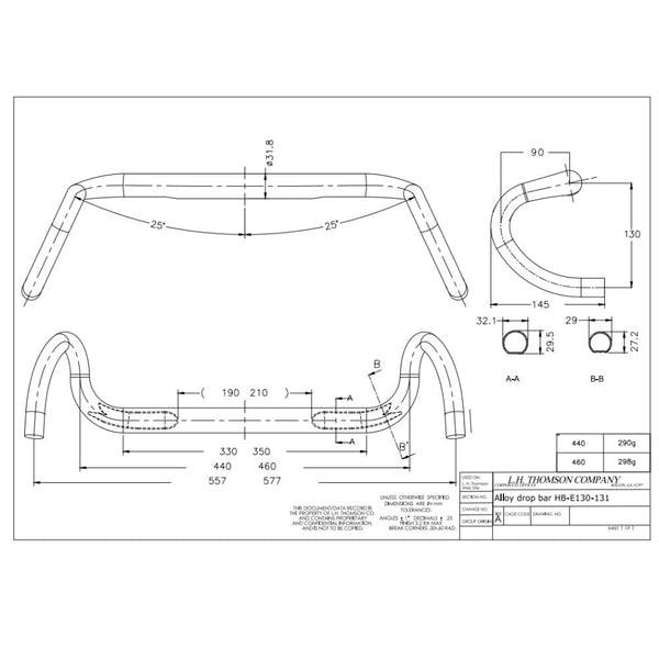 Thomson Alloy Flared Dirt Drop Bar