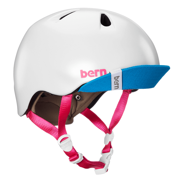 bern bike helmets nz Bern Nina Satin White w/ Flip Visor